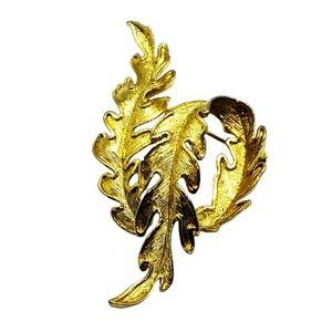 VTG Lisner Gold-Plated Double Leaf Pin MCM Contemporary